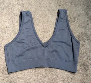 Aerie V-Neck textured Bralette Blue medium thumbnail 1