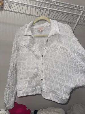 Ciebon Anthropologie white long sleeve blouse thumbnail 2