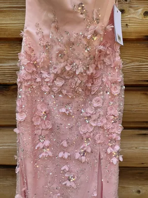 MAC DUGGAL Pink Size 8 3D Floral Strapless Sweetheart Gown With Slit Dress thumbnail 8