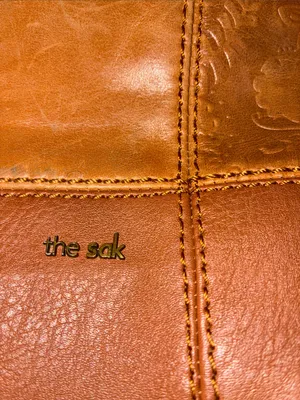 The Sak Tan Light Brown Tooled Leather Shoulder Bag Purse thumbnail 12