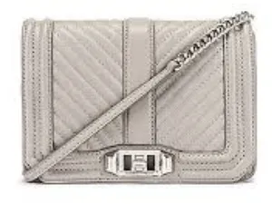 Rebecca Minkoff Purse Chevron Quilted Small Love Crossbody in Perla Pale Grey thumbnail 1