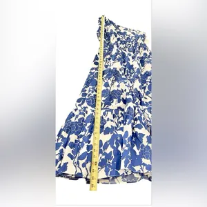 Hyacinth House Sybil Maxi Dress XXS Blue Floral One Shoulder Cotton Lined NWT thumbnail 6