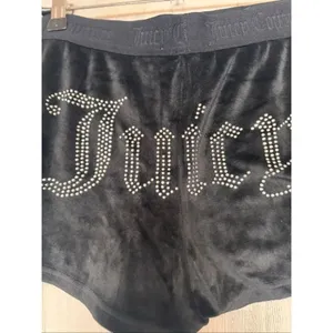 Juicy Couture Black Velour Sleep Shorts Rhinestone Logo Lounge Shorts Size M thumbnail 5