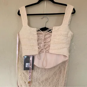 NWT House of CB 'Una' & 'THERESE' SET skirt corset in‎ VINTAGE CREAM LACE size S thumbnail 8