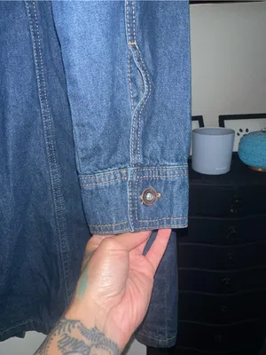 NWOT Frye Denim Button Down Mini Dress Dark Wash thumbnail 3