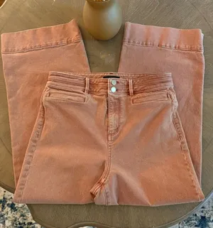 Ann Taylor Wide-Leg Jeans in Dusty Coral thumbnail 1