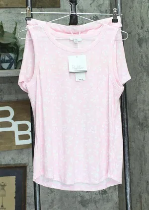 NWT Roudelain 2-Piece Knit Pajama Lounge Tank Shorts Set Spring Shadow Pink S thumbnail 1