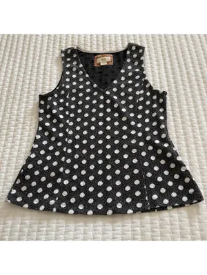 Anthropologie Maeve Polka Dot Black & White Sleeveless Blouse Top Sz M Medium thumbnail 10