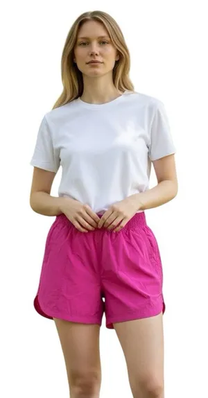 NEW Free People Bright Hot Pink Athletic Running Shorts Elastic Waist Flowy Gym thumbnail 1