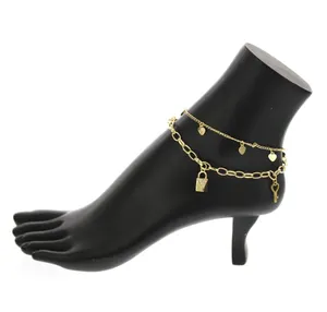Gold Plated Key & Lock Charm Anklet thumbnail 2