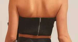 Main Strip Bow Front Strapless Crop Top 🎀 thumbnail 3