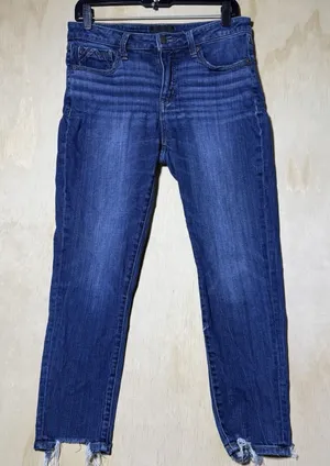 Buckle Black Fit No 53 Womens 29x27 Ankle Skinny Jeans Raw Hem Blue Stretch thumbnail 1