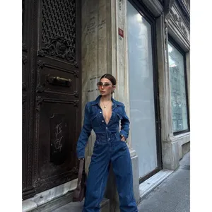 Women Denim Jumpsuit Premium Jean One Piece Outfit Casual Chic Overalls Romper thumbnail 6