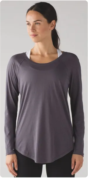 Lululemon Womens Locarno Long Sleeve Active Gym Workout Lounge Shirt Dark Carbon thumbnail 1
