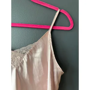 Linea Donatella Pale Pink Satin Slip Dress with Lace Detail Size Large thumbnail 4