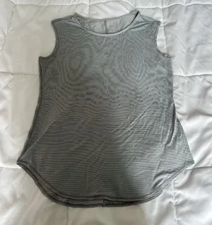 Athleta Womens Small S Shanti Micro Stripe Tank Top Gray‎ White Workout Yoga thumbnail 1