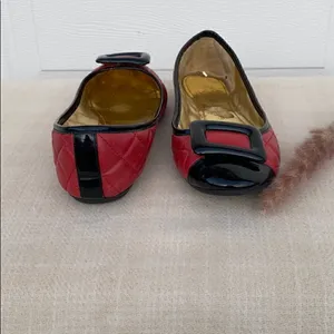 Marc Fisher Red& Black Leather Flats thumbnail 2