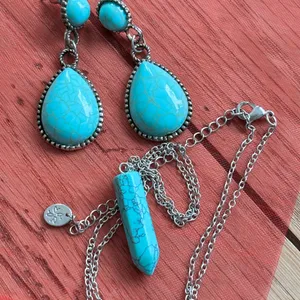 Turquoise and Silver Jewelry Set Blue thumbnail 2