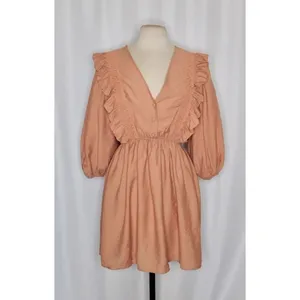 NWT!! ZARA Marsala Guipure Lace Ruffled Mini Dress Blogger Favorite Medium thumbnail 2