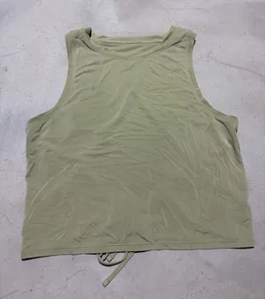 Lululemon Women’s Olive Green open-tie back Crop Tank Top thumbnail 1