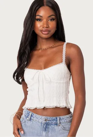 Edikted Lacey Knit Tank Top thumbnail 1