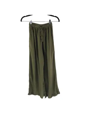 Storets Olive Green Two-Piece Set Sleeveless Crop Top & Wide-Leg Pants Size S/M thumbnail 2