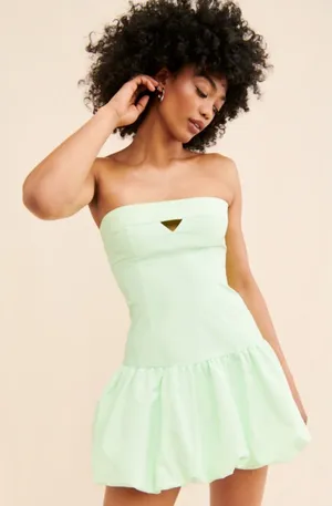 Amanda Uprichard Faith Mint Green Strapless Bubble Dress Medium thumbnail 1
