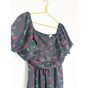 Petal & Pup Chlo Cherry Print Puff Sleeve Midi Dress Size Large Smocked Retro thumbnail 7