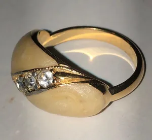 Size 6 Vintage Gold Tone & Shimmer Enamel CZ Rhinestone Dome Fashion Ring thumbnail 6