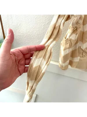 Anthropologie Ruffled Motion Shrug Cardigan by Rosie Neira Size M Beige Chevron thumbnail 6