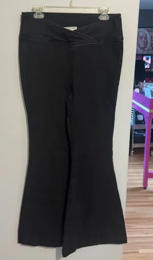We The Free Black Flare Jeans with Crossover Waist thumbnail 1