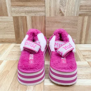 MUDD Stormy Fuchsia/White Fuzzy Elastic Slingback Slides Platform Slippers Sz 9 thumbnail 13
