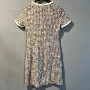 Carlisle Collection Tweed 'Bazar' short-sleeve dress in multi-color tweed thumbnail 2