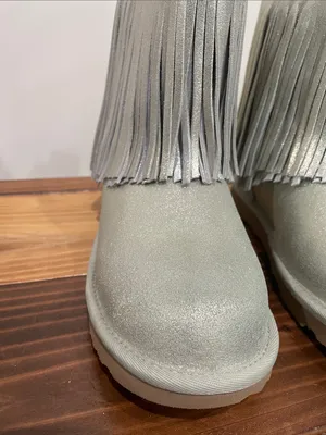 UGG Classic Short Il Fringe Boots 1019719K Shimmery Metallic Gold Size 5 NEW! thumbnail 11