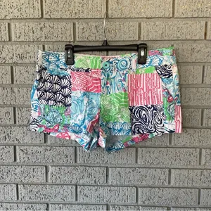 Lilly Pulitzer Walsh Shorts in Osterville Patch Colorful Patchwork Print Size 6 thumbnail 2