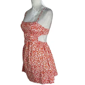 NWT Revolve NIA Open Back Smocked Floral Mini Dress Orange Size S thumbnail 7