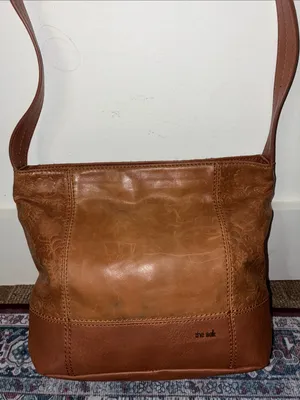 The Sak Tan Light Brown Tooled Leather Shoulder Bag Purse thumbnail 3