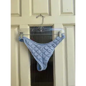 Frankies Bikinis Light Blue Quilted High‎ Cut Bikini Bottom Size Medium thumbnail 2