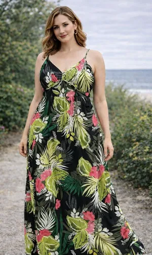 Express Maxi Dress XS tropical Black Pink Hawaii Beach resort thumbnail 1
