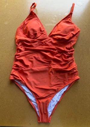 Cupshe NEW Women's Orange Vneck One Piece Swimsuit Size L #260359 thumbnail 1