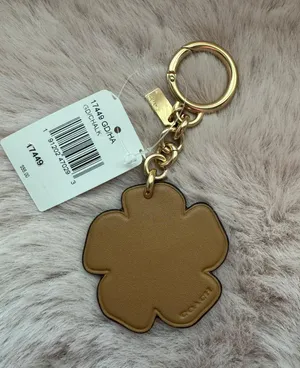 Coach Tea Rose Leather Key Fob Bag Charm Keychain thumbnail 4