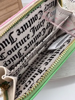 Juicy Couture Juicy In Bloom Cherry Blossom Zip Around Bifold Wallet Velour NWOT thumbnail 10
