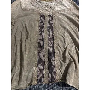 Gimmicks by BKE Mock Neck Long Sleeve Bohemian Rustic Cottage Earthy Lace Medium thumbnail 5