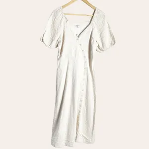 Madewell Puff-Sleeve Button-Wrap Striped Midi Dress Size 6 thumbnail 6