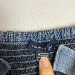 American Eagle Blue Chambray Shorts Overall Romper thumbnail 8