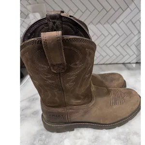 Ariat Groundbreaker Work Boots Men’s 8.5D Brown Steel Toe Pull-On Leather ASTM thumbnail 8