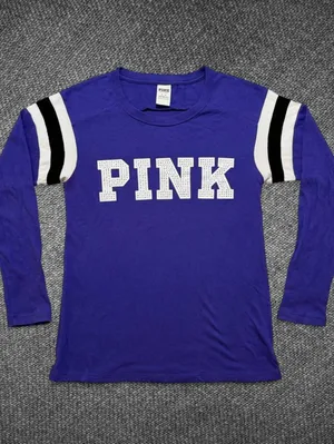 PINK Victoria’s Secret Purple Cotton Rhinestone Tee M thumbnail 7