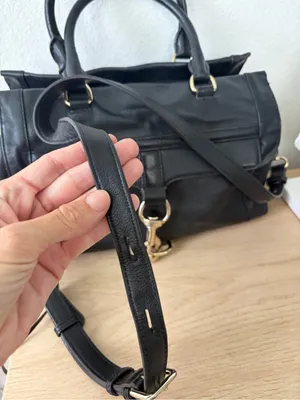 REBECCA MINKOFF MAB Bowery BLACK Trapezoid Leather Satchel Bag AUTHENTIC thumbnail 2