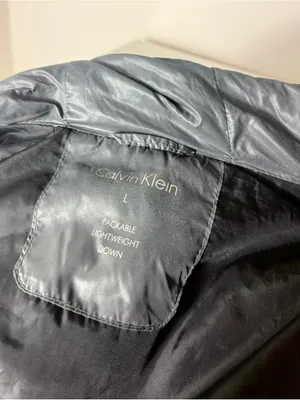 Calvin Klein Grey Duck Down Puffer Long Coat Packable Hooded Zip Size Large thumbnail 6