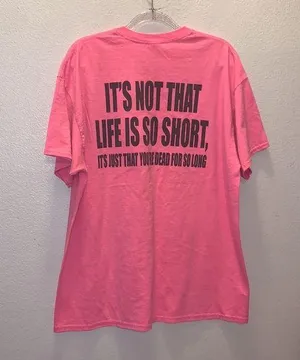 Gildan pink funny life is short casual short sleeve top thumbnail 1